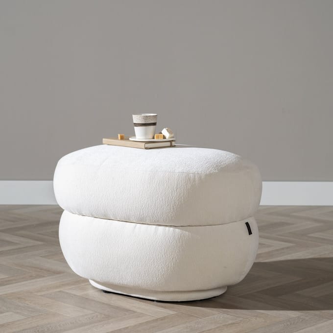 Bronx71® Hocker Mia ovaal chenille off white