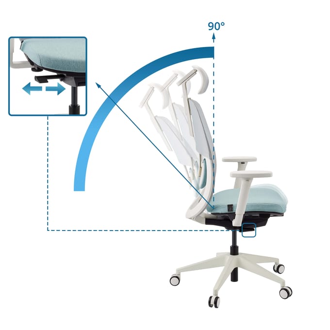 Skandis Pro | met hoofdsteun | Frame: Wit - Professionele bureaustoel Mint / Wit