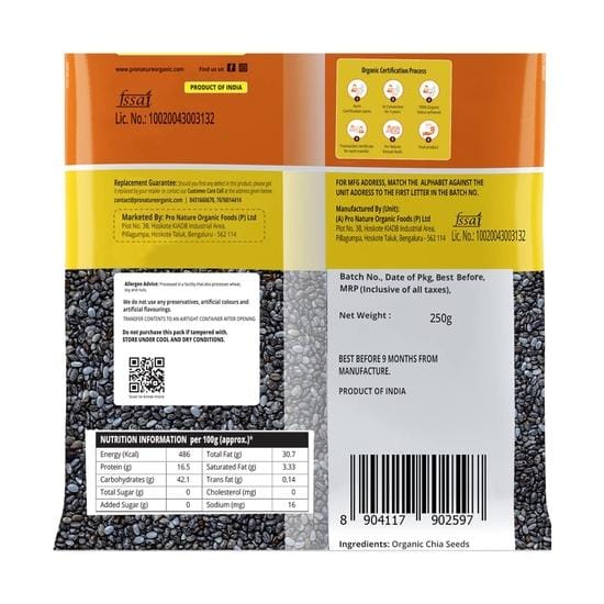 Graines de chia biologiques Pro Nature, 250 g yellow