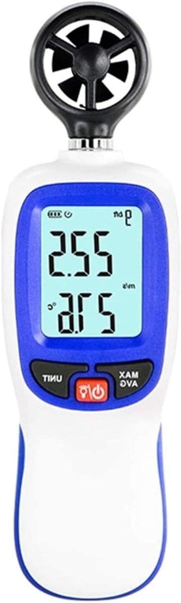 Digitale Anemometer - Windsnelheidmeter Temperatuurmeter - Windmeting Buiten - Groot LCD Scherm - 112G - Zwart