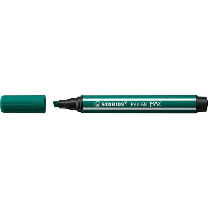 STABILO Pen 68 MAX - Fibre-tip Pen with Thick Chisel Tip - Turquoise Green