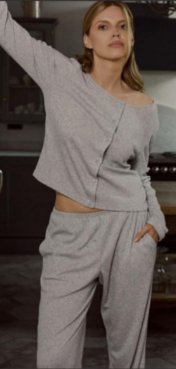 Aruelle, damespyjama, lange broek, grijs, M