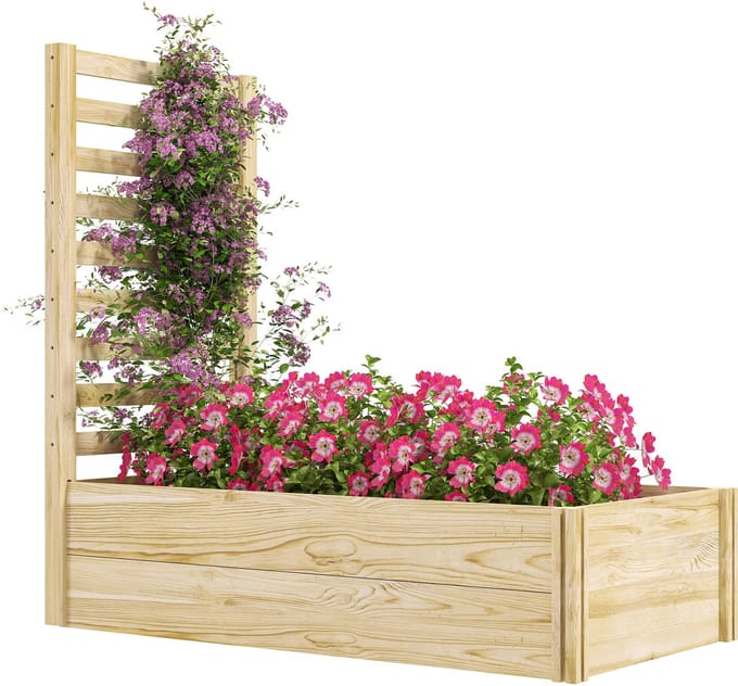 Outsunny Multifunctioneel Tuinbed - Vurenhout - 115x60x110cm - Natuurlijk Hout
