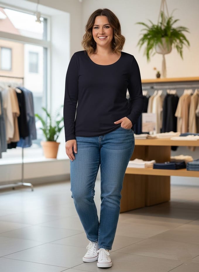YEST CURVE Fyona Tops - Dark Navy - maat X-0(44)