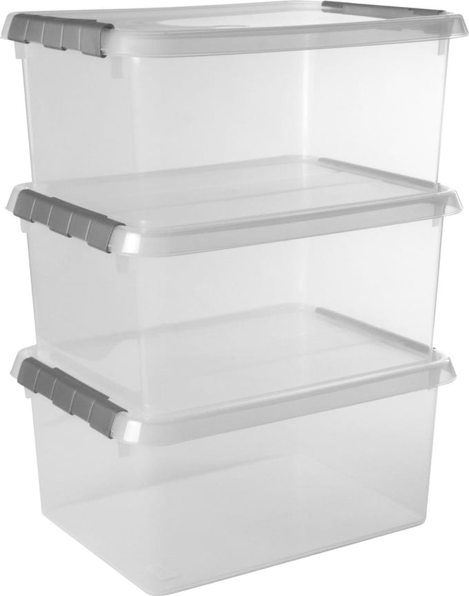 Sunware Comfort Line opbergbox 15L - Set van 3 - 40x30x18 cm - Transparant
