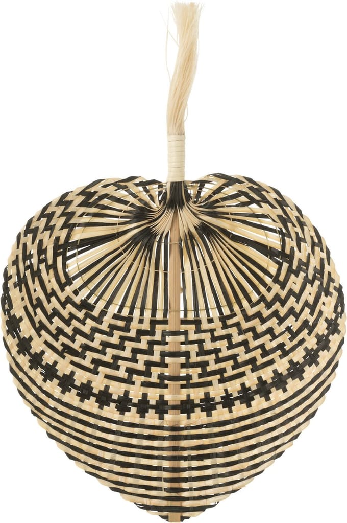 J-Line wanddecoratie Waaier Geweven - bamboe - naturel/zwart - small