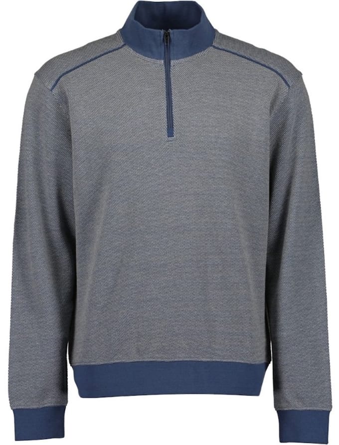 Blue Seven - Trui 370187 grijs/blauw melange + korte rits - maat M