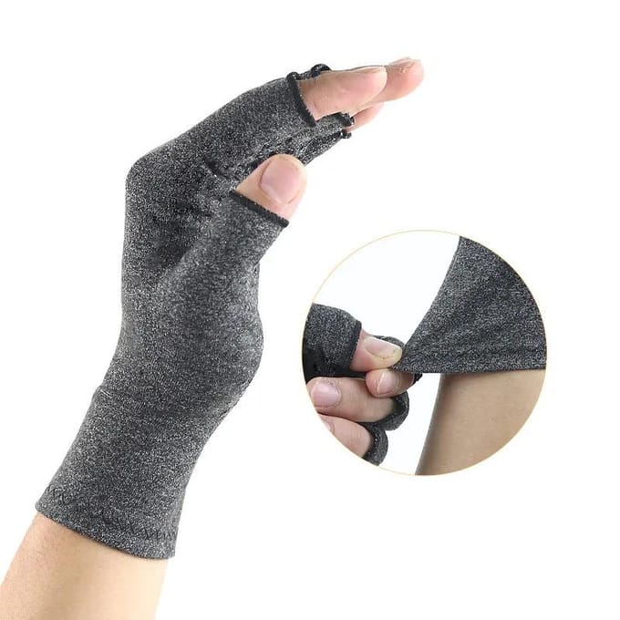 1 Paar Compressiehandschoenen Premium Spreidvinger Compressiehandschoenen L grijs