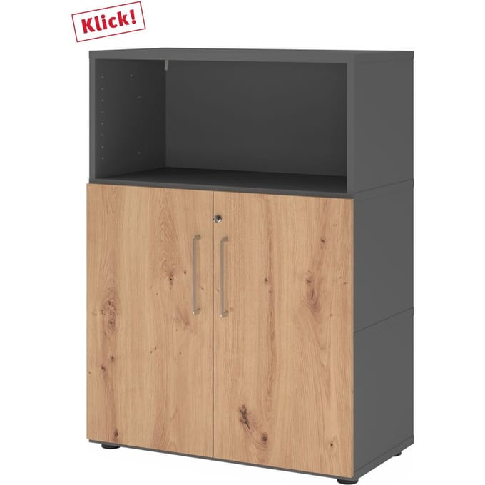 FlexWall | 3 OH | Deuren + kastromp | met stelvoeten - Grafiet/Essen-Eik