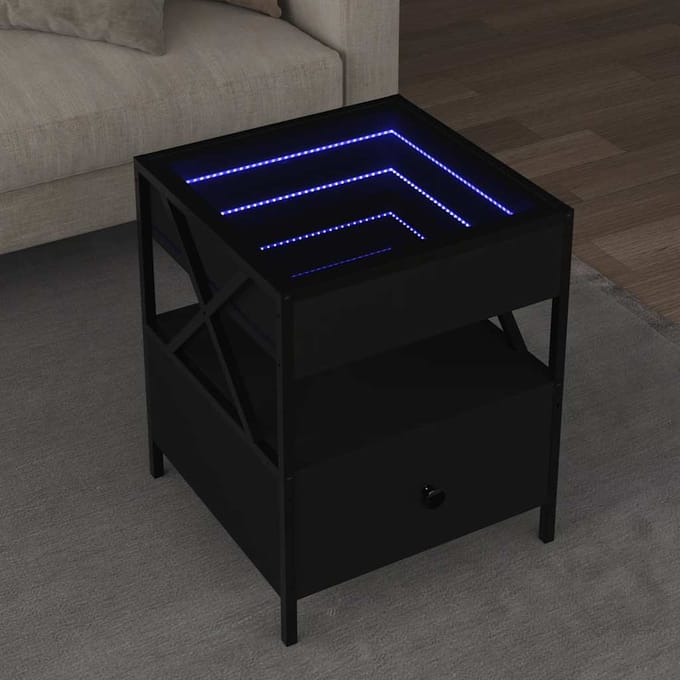 vidaXL - Salontafel - met - Infinity - LED - 40x40x51 - cm - zwart