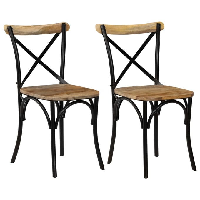 vidaXL - Kruisstoelen - 2 - st - massief - mangohout - zwart