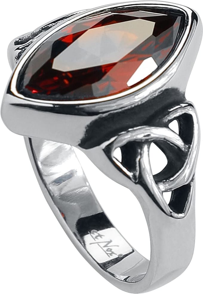 etNox hard and heavy - Gothic Ring - Celtic Red - voor Vrouwen - zilverkleurig