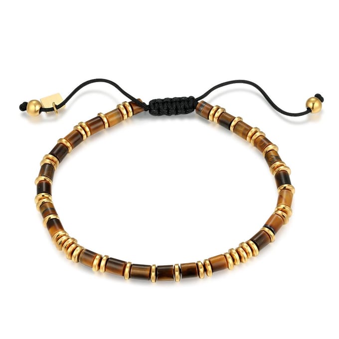Twice As Nice Armband in goudkleurig edelstaal, halfedelstenen 21cm