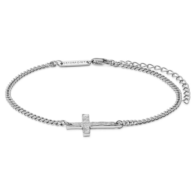 Rustic | Armband met rustiek kruis van 925 sterling zilver
