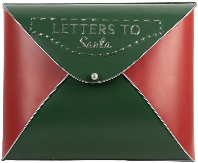 Clayre & Eef Kerstdecoratie Beeld Brievenbus 33x9x27 cm Groen Metaal