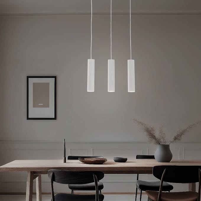 SOLLUX LIGHTING Carbon hanglamp, wit, lengte 45 cm, aluminium, 3-lamps.