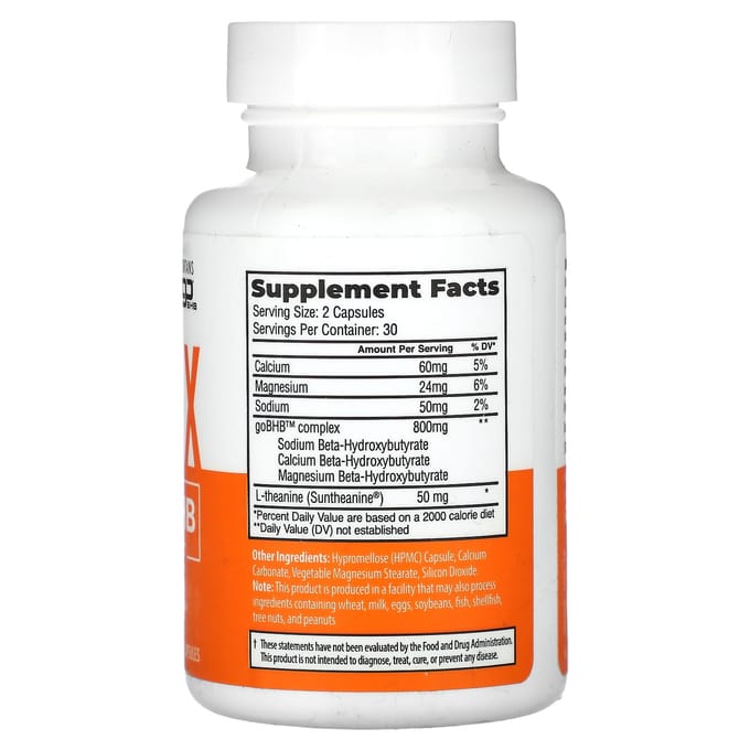 KetoLogic, Relax Keto BHB + Suntheanine, 60 Plantaardige Capsules