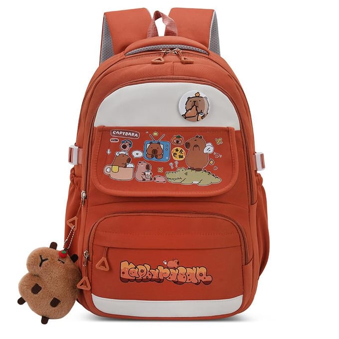 Meisjes Leuke Capibara Rugzak Basisschool Middelbare School Studenten Rugzak met Grote Capaciteit College Stijl single package brown