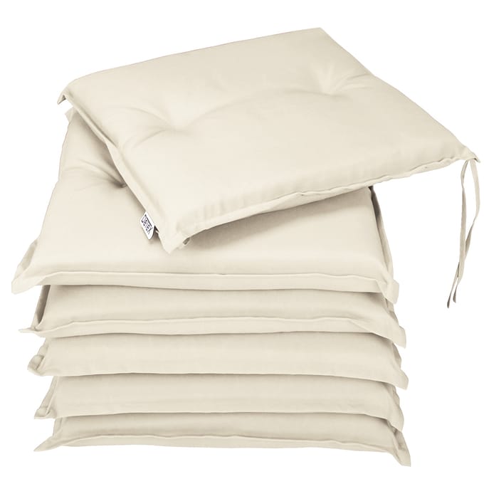 Detex Stoelkussens 6 stuks - Buiten Waterafstotend 43x39x5cm - Creme