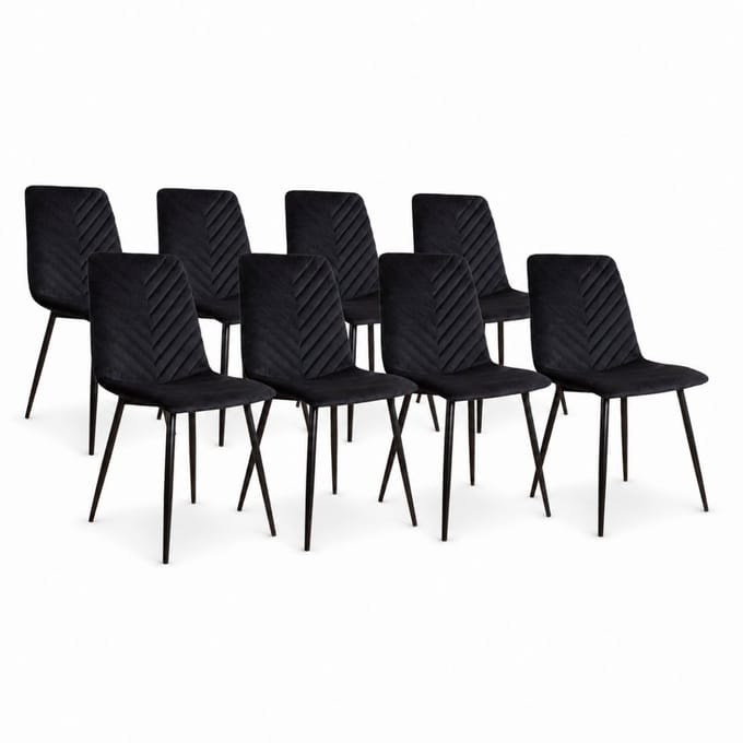 DS4U® - Gaby eetkamerstoel - Set van 8 - Zwart - Velvet