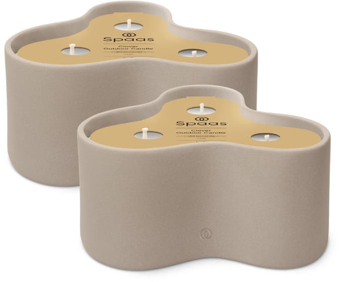 Spaas Clover Buitenkaars - Cementlook Tuinschaal - circa 22u - Geurloos - 2 kaarsen