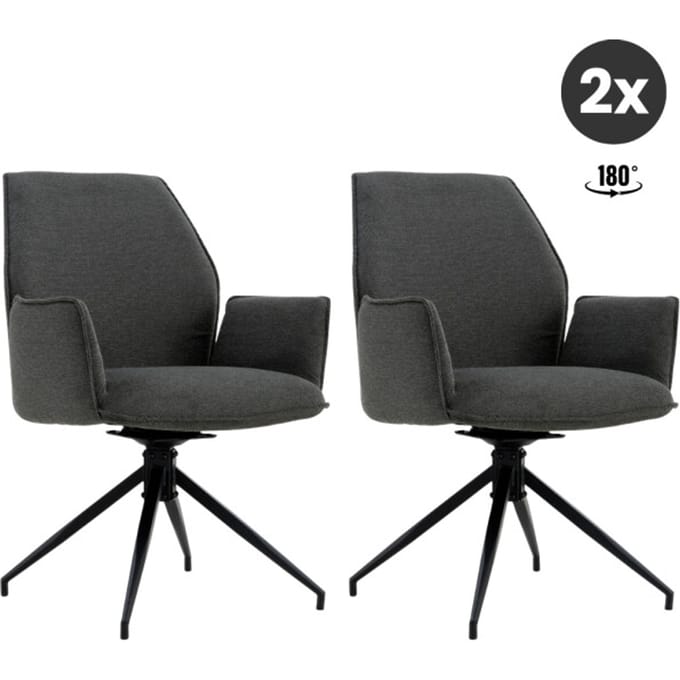 Multifurn 2x collectables jill eetkamerstoel linnen antraciet (set van 2)
