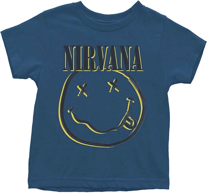Nirvana - Inverse Happy Face Kinder T-shirt - 12 maanden - Blauw