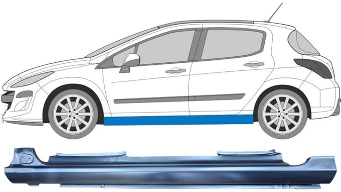 Volledige dorpel voor Peugeot 308 2007-2013 / Links