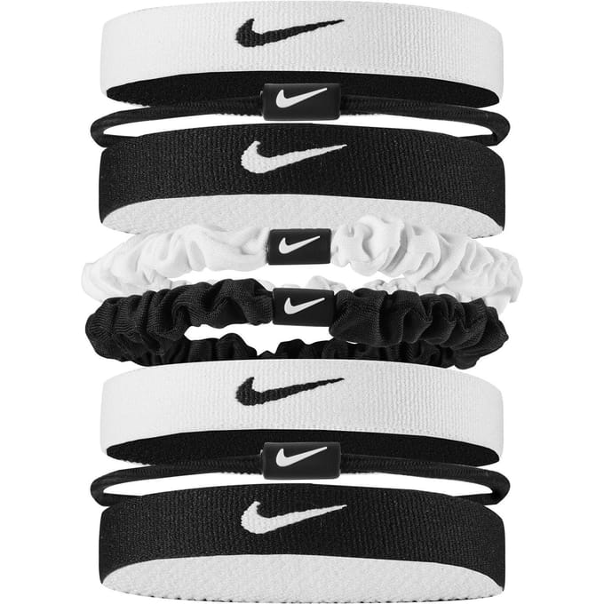 Nike Gemengde Flexibele Classic Haarnel (Verpakking van 8) (Zwart/Wit)