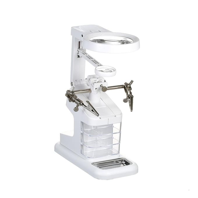 Loupe de soudage multifonctionnelle 3X/4.5X/25X, loupe de bureau à lumière LED, Port USB, support de soudage blanc