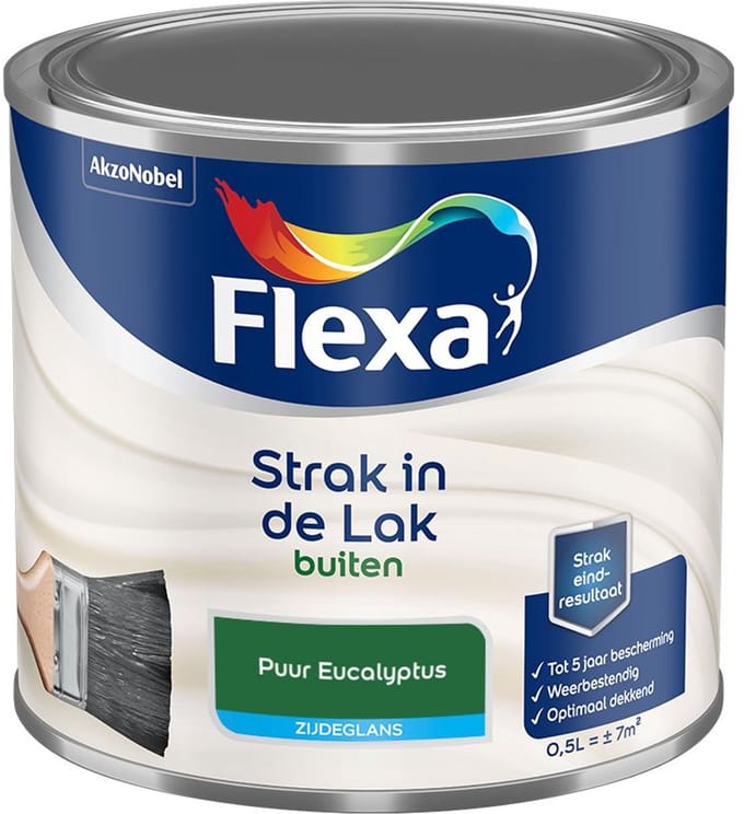 Flexa - Strak In De Lak Buitenlak Zijdeglans - Puur Eucalyptus - Mengverf - 500 Ml