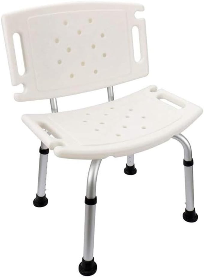 Douchestoel met rugleuning - Badhulp stoel - Veilig douchen - In hoogte verstelbaar - 36-51 cm - Wit
