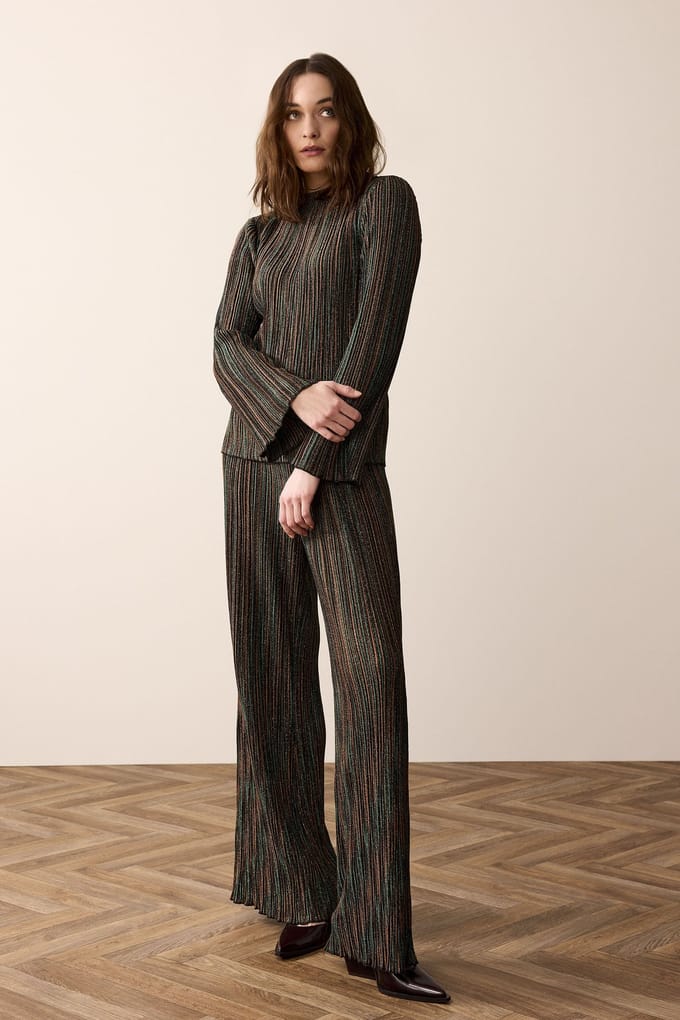Summum Woman Pants Stripe Plisee Jersey Multicolour Größe: M | Ausgestellte Hosen Outlet | Damen