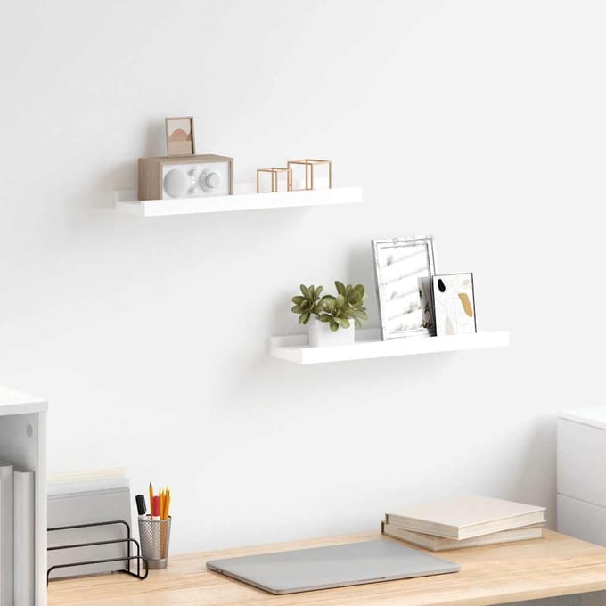 vidaXL - Fotoplanken - 2 - st - 40x9x3 - cm - MDF - wit