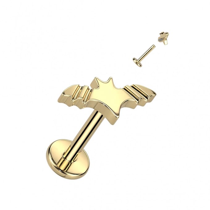 Piercing titanium bat 1.2x8 - goud - LMPiercings