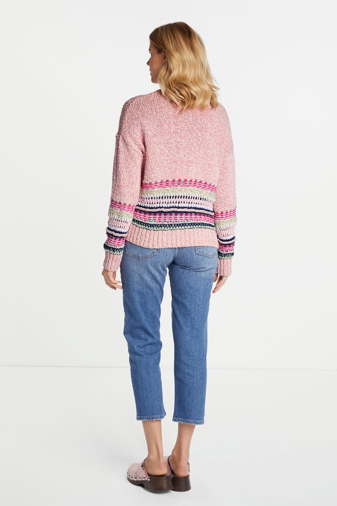 Rich & Royal Crew Neck With Yarn Mix Patch Detail Original Maat: XS | Gebreide Truien Outlet | Dames | Roze