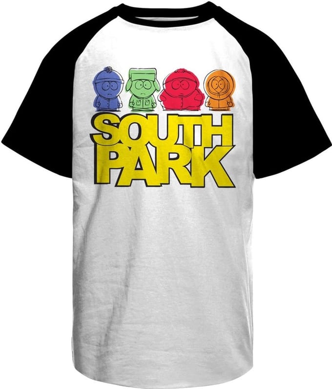 South Park Sketched- Base-ball T-shirt White-Black