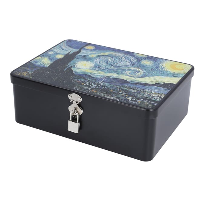 Afsluitbare Opbergdoos met Deksel Multifunctionele Organizer Vintage Metalen Container voor Make-up Sieraden gray