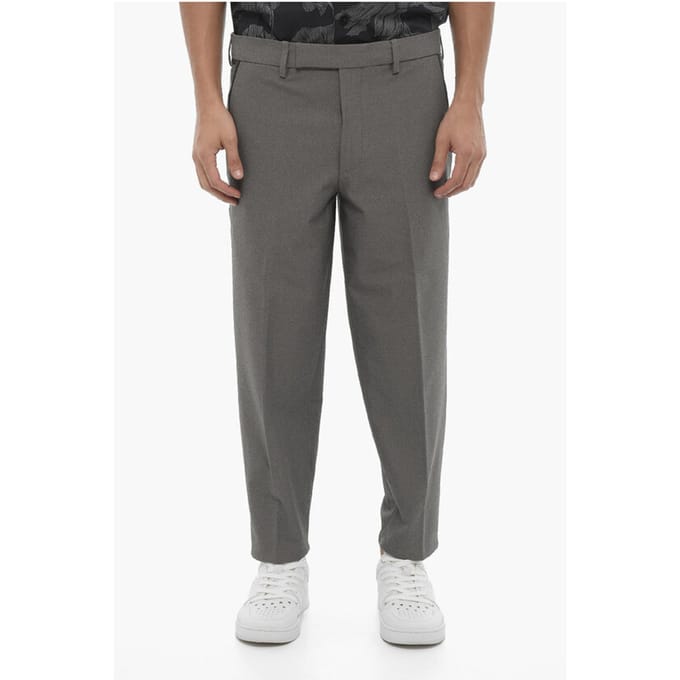 Regular Fit Slim Fit Broek met Riemlussen in Grijs