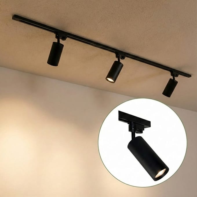 LED 1-fase Rails | Zwart | 1 Meter | Inclusief 3 railspots