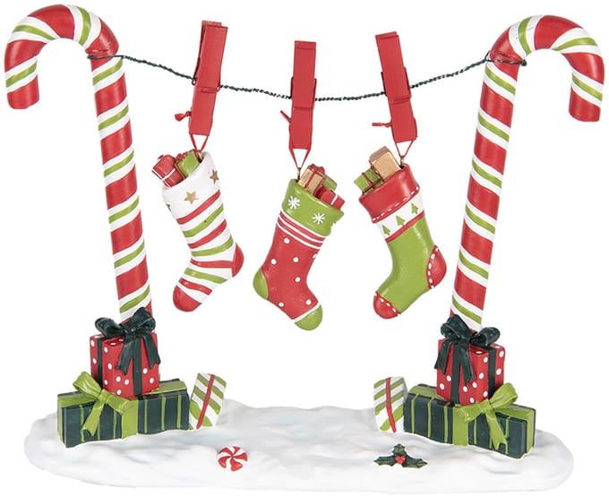 Clayre & Eef Kerstdecoratie Beeld Zuurstok 32x10x25 cm Rood Kunststof