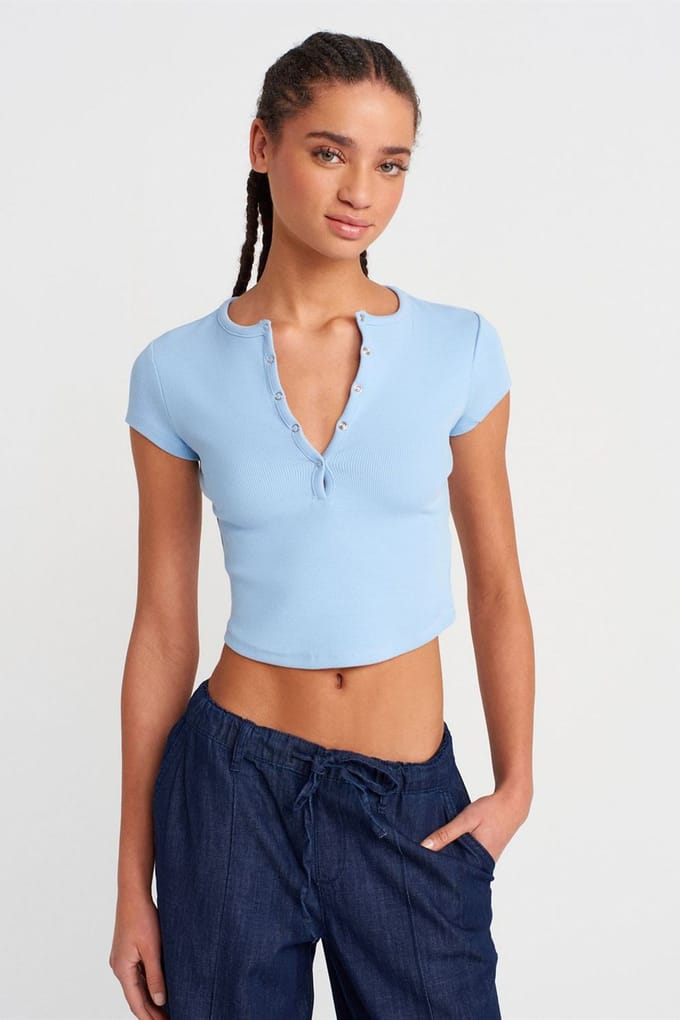 Dames Slim-fit Ribgebreide Crop Blouse
