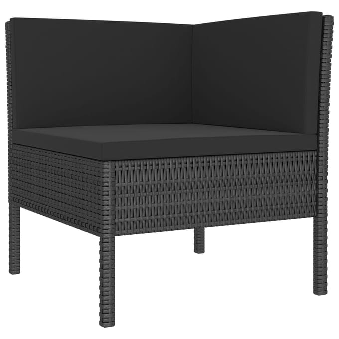 vidaXL - 3-delige - Loungeset - met - kussens - poly - rattan - zwart