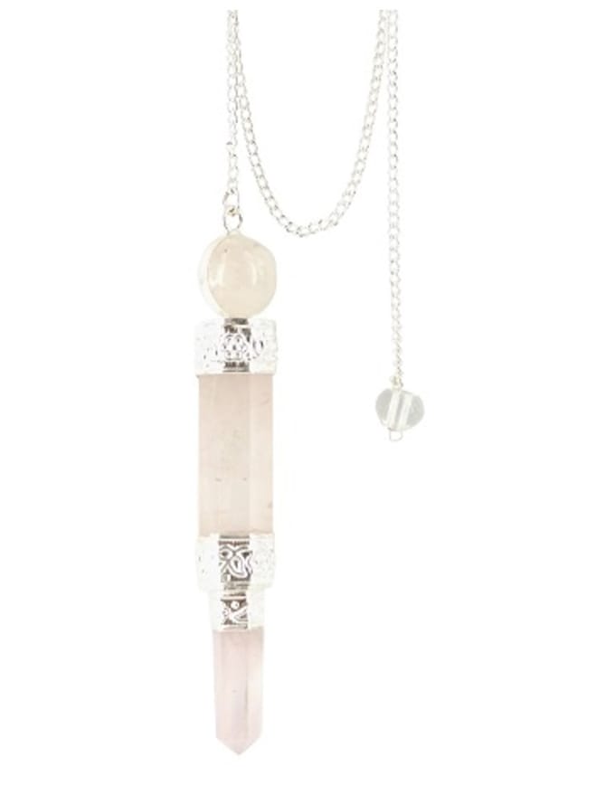 Roze kwarts luxe pendel verzilverd
