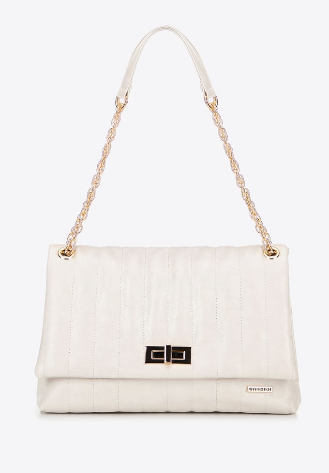 Wittchen Dames eco-leren crossbody tas, groot, twee compartimenten, crème