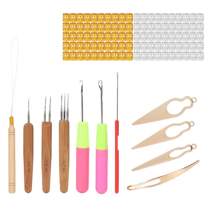 Dreadlocks Gereedschap Set Dreadlocks Vlechtringen Haarverlenging Haaknaald Haar Decoratie goud