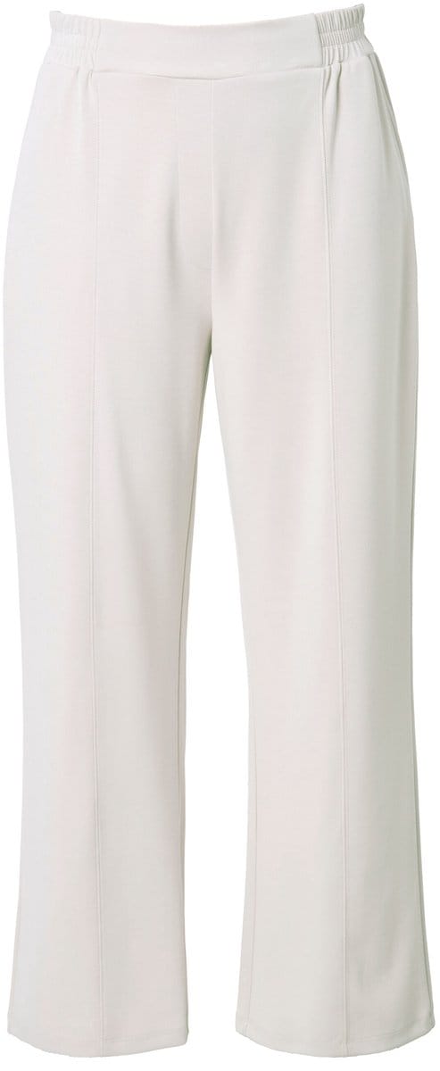 Ulla Popken - Dames - Sweatpants wijde rechte pijp biezen elastische tailleband - Grijsbeige - Maat 46+