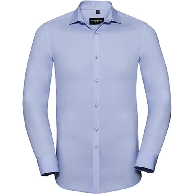 Russell Collection Heren Ultimate Stretch Slim Shirt met Lange Mouwen (Heldere lucht)