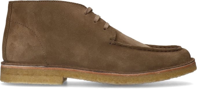 Manfield - Heren - Blauwe suède veterboots - Maat 40