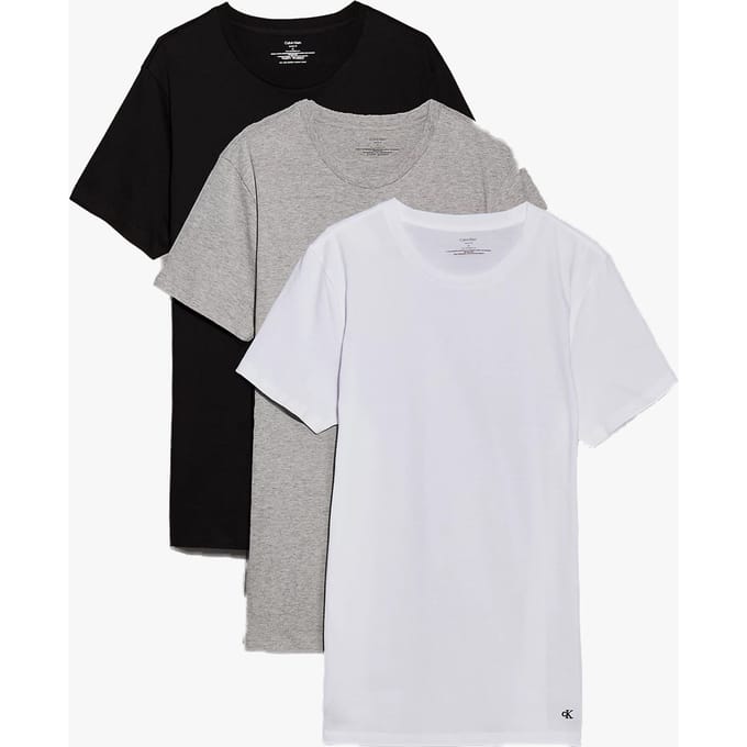 Calvin Klein 100% Katoen 3-Pack Heren T-shirts Zwart/grijs Heather/wit